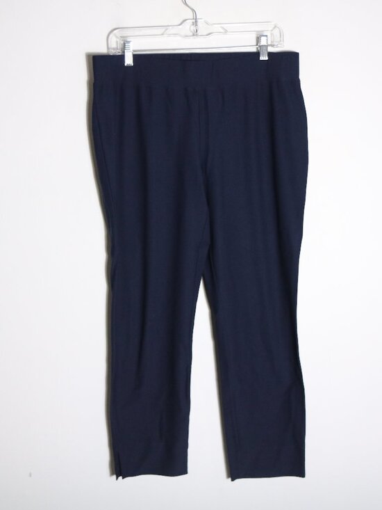 Eileen Fisher Pants - Eileen Fisher Pull On Ankle Crop Pants Womens Medium Navy Blue Stretch Knit